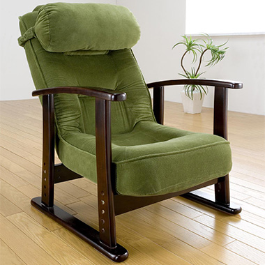 折畳み式　木肘高座椅子 高座椅子 リクライニング 折り畳み 回転式 木肘 7段階 座面高 2段階式